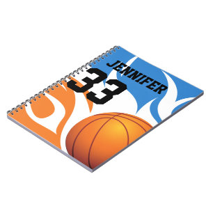 Carnet Basket-ball flamand personnalisé bleu et orange
