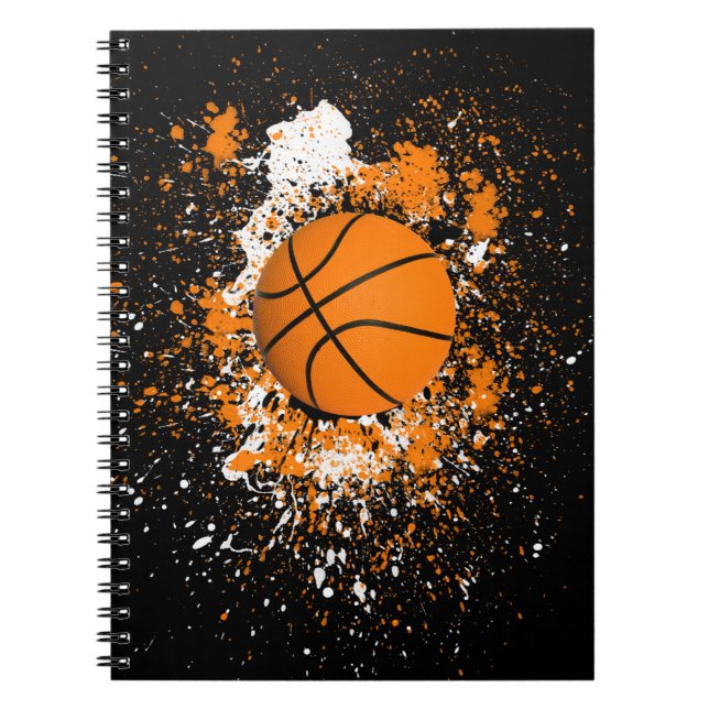 Carnet Basketball Grunge Paint Splatz Orange Black Cool (Devant)