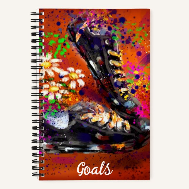 Carnet Baskets et marguerites Impressionniste Orange Blan (Recto)