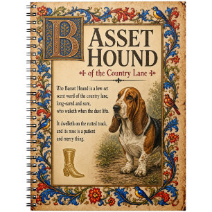Carnet Basset Hound, Art du Bestiaire Médiéval