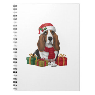 Carnet Basset Hound Chien Fêtes de Noël Père Noël Amoureu