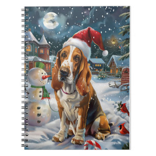 Carnet Basset Hound Chien Winter Wonderland Noël Joie