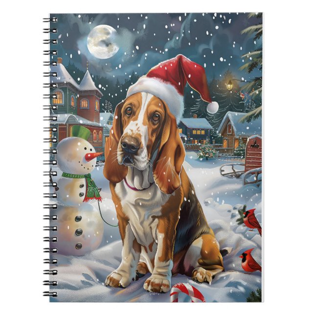 Carnet Basset Hound Chien Winter Wonderland Noël Joie (Devant)