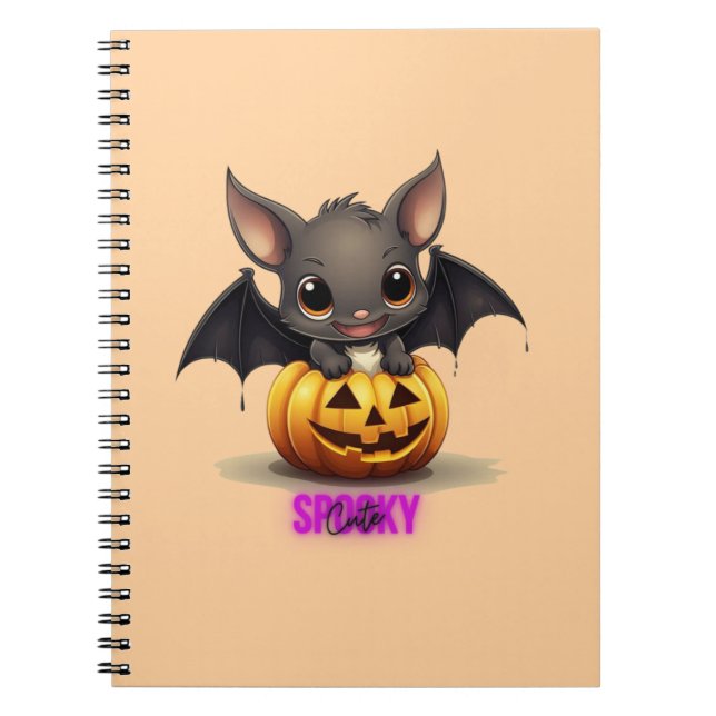 Carnet Bat adorable sur Citrouille mignonne Halloween Déc (Devant)