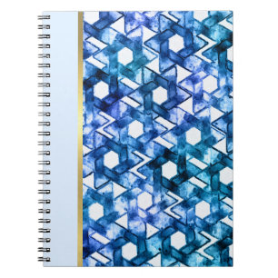 Carnet Bat mitzvah Blue Medley Aquarelle Star Damask