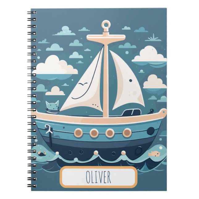Carnet Bateau à voile bleu mignon (Devant)