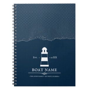 Carnet Bateau phare personnalisé Nautical Blue