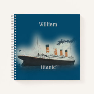 Carnet Bateau Vintage Titanic Bleu foncé Mer Blanc Star