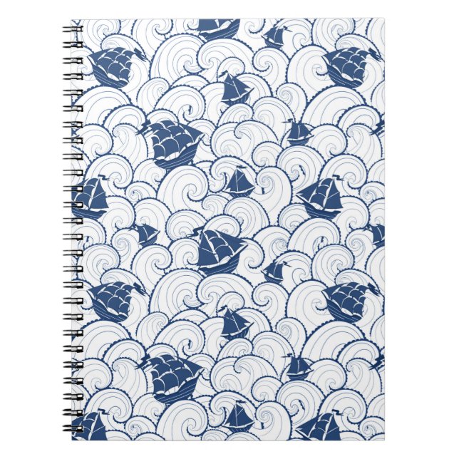 Carnet Bateaux À Voile Sur Le Motif De La Mer (Devant)
