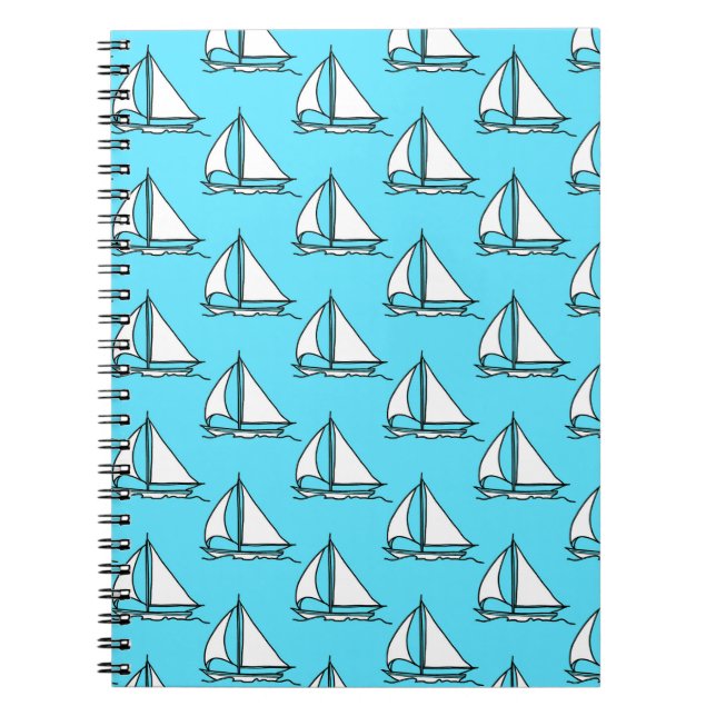 Carnet Bateaux À Voile Sur Le Motif De La Mer Bleue (Devant)