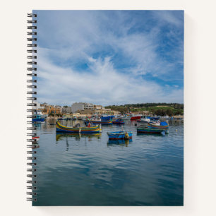Carnet Bateaux de pêche traditionnels colorés dans le por