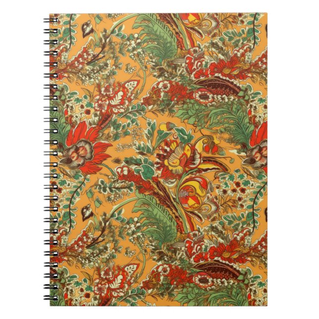 Carnet Batik indonésien style balinais jaune orange (Devant)