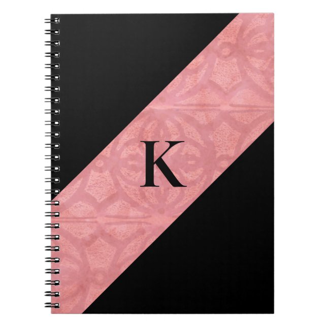 Carnet Batik rose ruddy et monogramme noir (Devant)