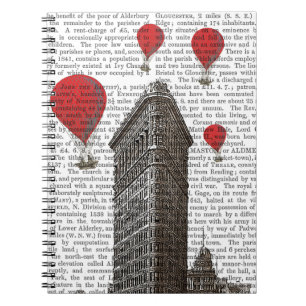 Carnet Bâtiment plat de fer et ballons à air d'un rouge