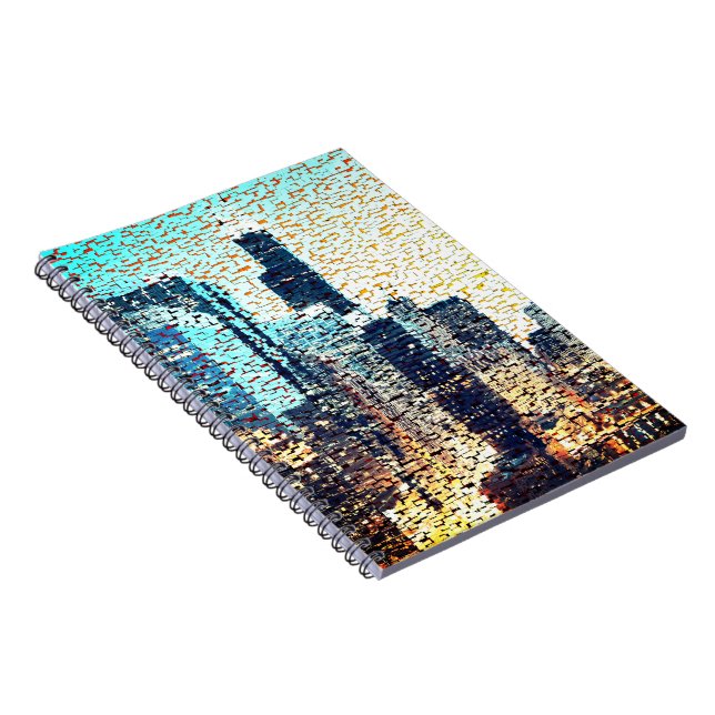 Carnet Bâtiments de la ville bleue en mosaïque avec relie (Côté Droit)