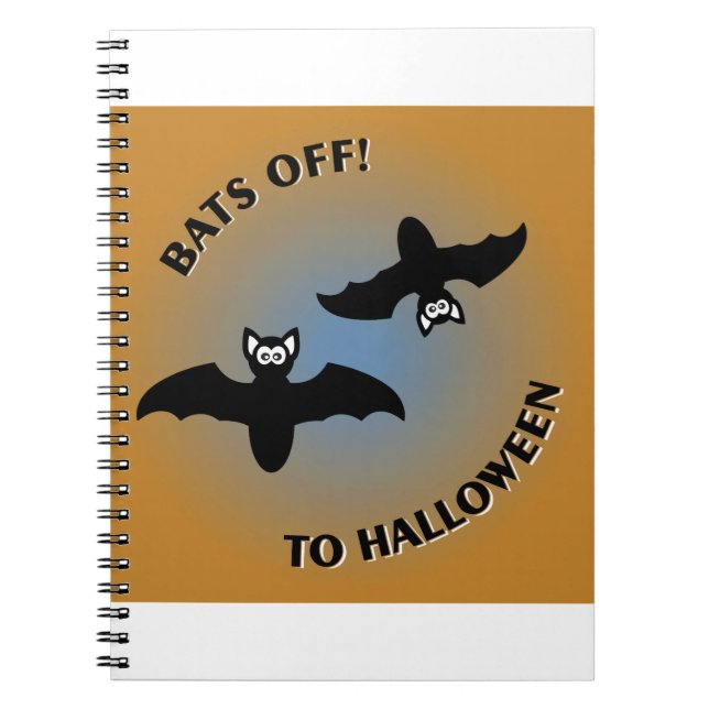 Carnet Bats d'Halloween bleu orange (Devant)