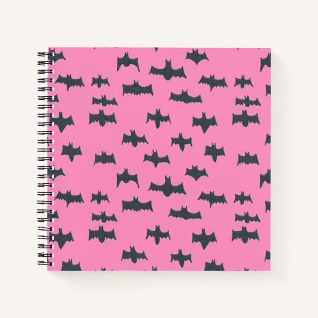 Carnet Bats d'Halloween roses et noires (Devant)