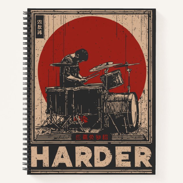 Carnet Batteur Red Sun | Musique Motivative Art (Devant)