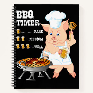 Carnet BBQ   BBQ Timer Pig Grill Barbecue Beer Lover Men