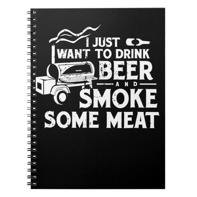 Carnet BBQ Fumer Pitmaster Cadeau Boire Bière Fumer Viand (Devant)