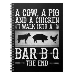 Carnet BBQ   Une vache un cochon et un poulet entrent dan