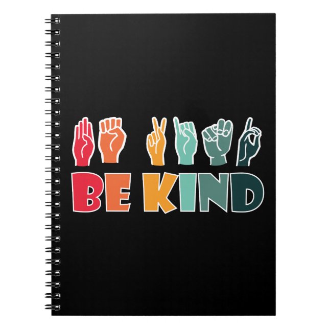 Carnet Be Kind ASL American Sign Language (Devant)