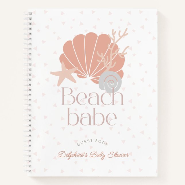 Carnet Beach Babe Seashell Pink Baby Shower Guest Book (Devant)