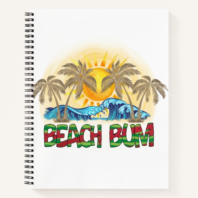 Carnet Beach Bum | Watermelon, Ocean Waves et soleil trop (Devant)