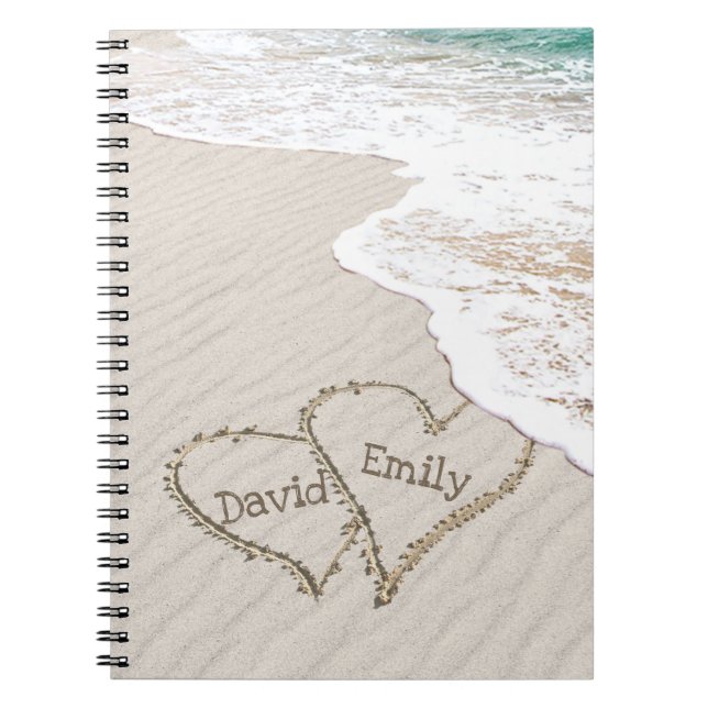 Carnet Beach Hearts with Names  (Devant)