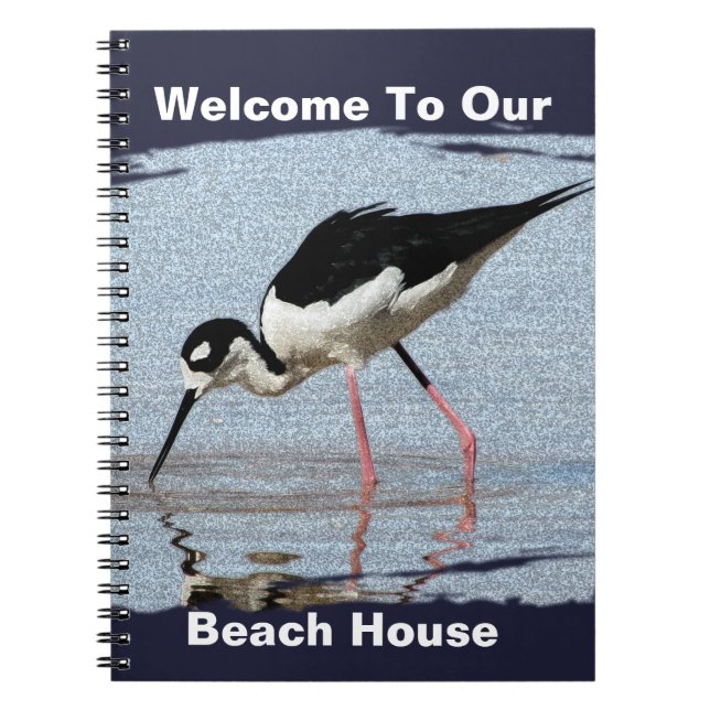 Carnet Beach House Black White Wading Bird Photo Bienvenu (Devant)