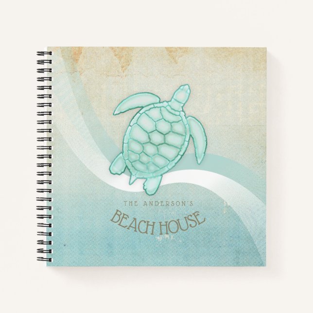 Carnet Beach House Tortue nautique Aqua Blue ID623 (Devant)