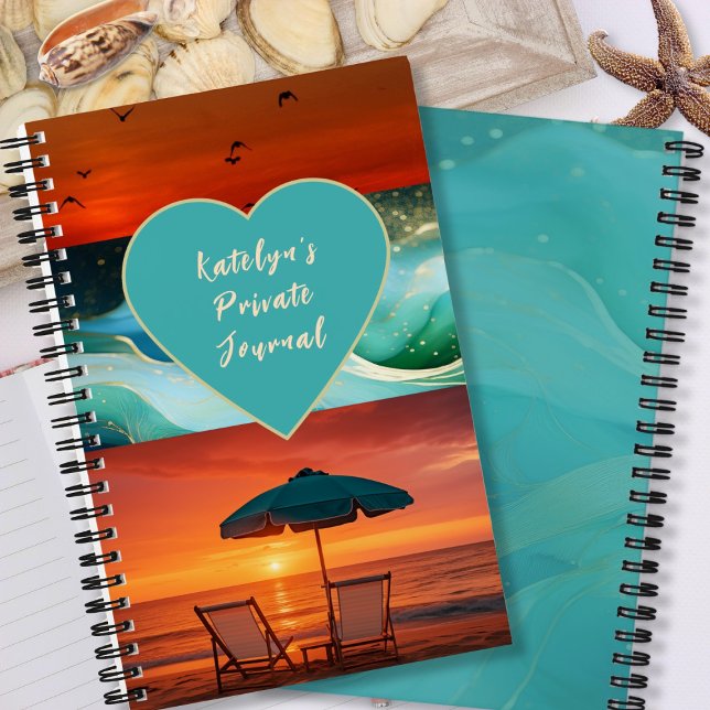 Carnet Beach Vibe Sunset Personalized Spiral Notebook (Créateur téléchargé)