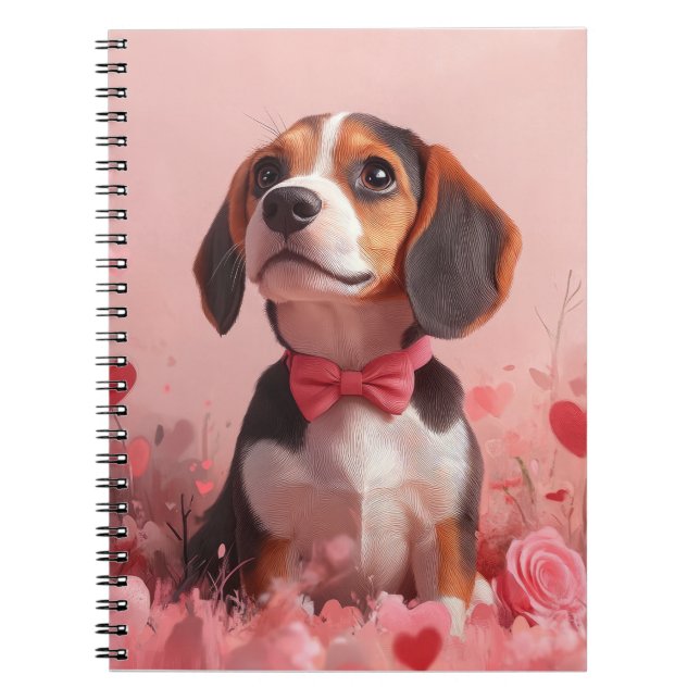 Carnet Beagle avec des roses - Saint-Valentin (Devant)