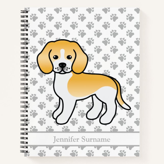 Carnet Beagle Blanc Et Citron Chien De Dessin Animé Migno (Devant)