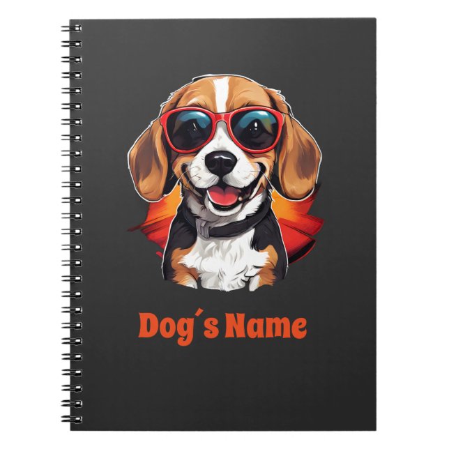 Carnet Beagle cool Avec Lunettes de soleil (Devant)