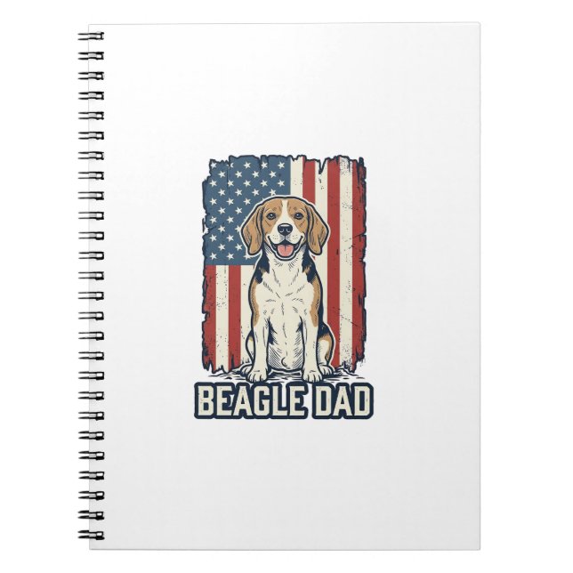 Carnet Beagle Dad Patriotic Vintage Engraving Dog Design_ (Devant)