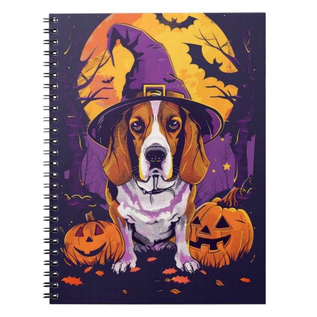 Carnet Beagle éffrayant Halloween Witch Et Citrouille (Devant)
