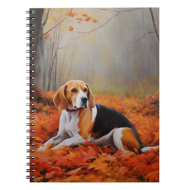 Carnet Beagle en automne Leaves automne Inspire (Devant)