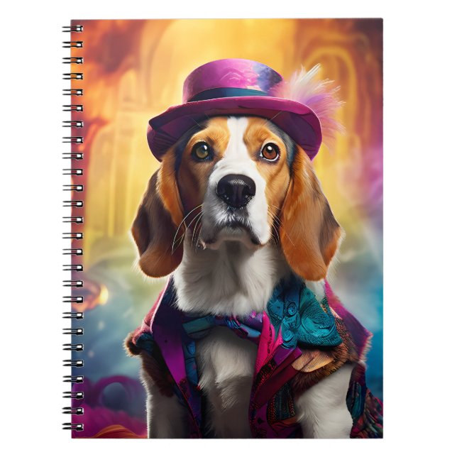 Carnet Beagle en costume vibrant (Devant)