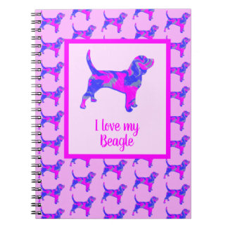 Carnet Beagle Hounds Amoureux des chiens rose et bleu sil