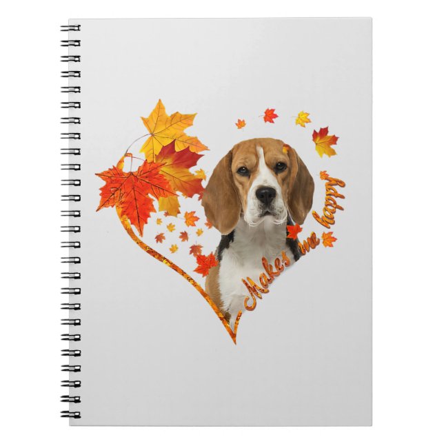 Carnet Beagle Me Rend Heureux Feuilles du coeur d'automne (Devant)