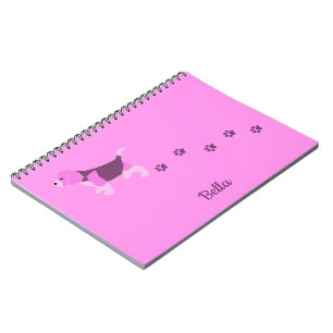 Carnet Beagle rose Chien Art avec Empreintes de pattes No