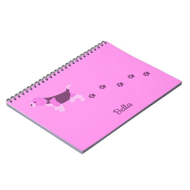 Carnet Beagle rose Chien Art avec Empreintes de pattes No (Côté gauche)