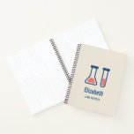 Carnet Beaker & Test Tube Science Themed<br><div class="desc">Un carnet en spirale personnalisé avec un dessin mignon d'un tube d'essai et d'un bécher. Parfait pour les types scientifiques.</div>