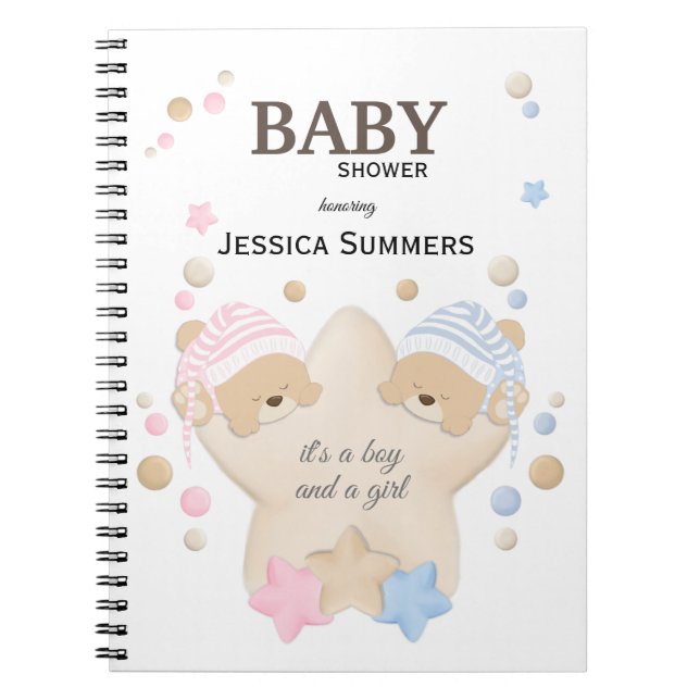 Carnet Bear Teddy Bear Jumeaux Baby shower Noteboo (Devant)