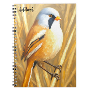 Carnet Bearded Reedling Bird Art Notebook Wildlife Jour