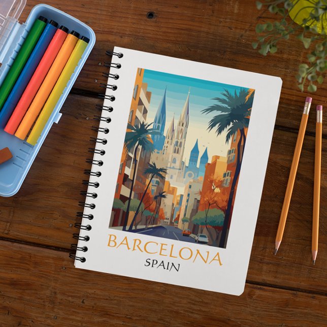 Carnet Beau Barcelone Espagne Rétro Vintage Voyage (Beautiful Barcelona Spain Retro Vintage Travel Notebook)