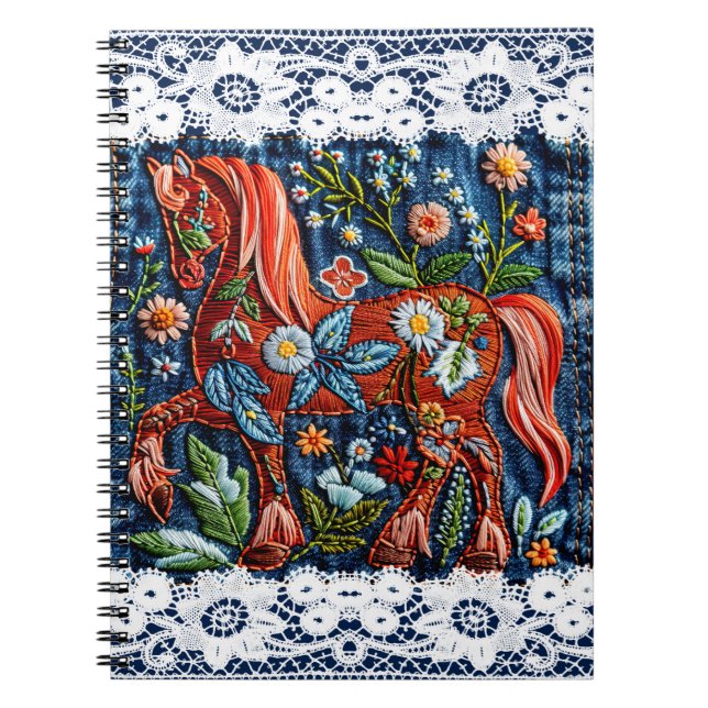 Carnet Beau Cheval Brodé (Devant)