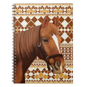 Carnet Beau cheval Brown sur Motif géométrique Earthy