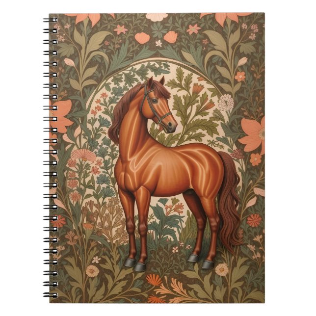 Carnet Beau cheval Brown William Morris Inspiré (Devant)